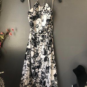 Ann Taylor lined midi halter dress with belt